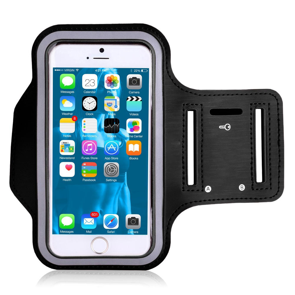 iPHONE SE 2022 / 2020 / 8 / 7 Sports Armband with Key Pocket (Black)